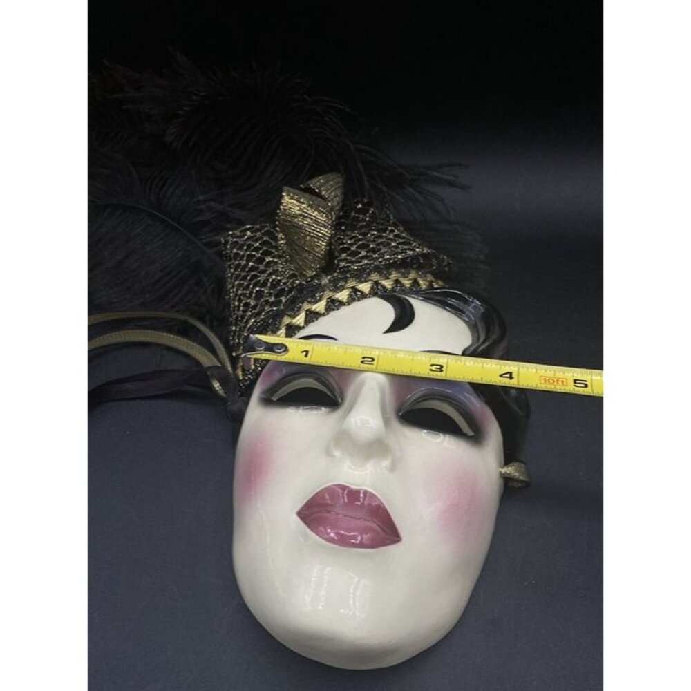 Clay Art 1029A Mardi Gras Woman Purple Shadow Black Feathers In Hat Vintage - Picture 4 of 9